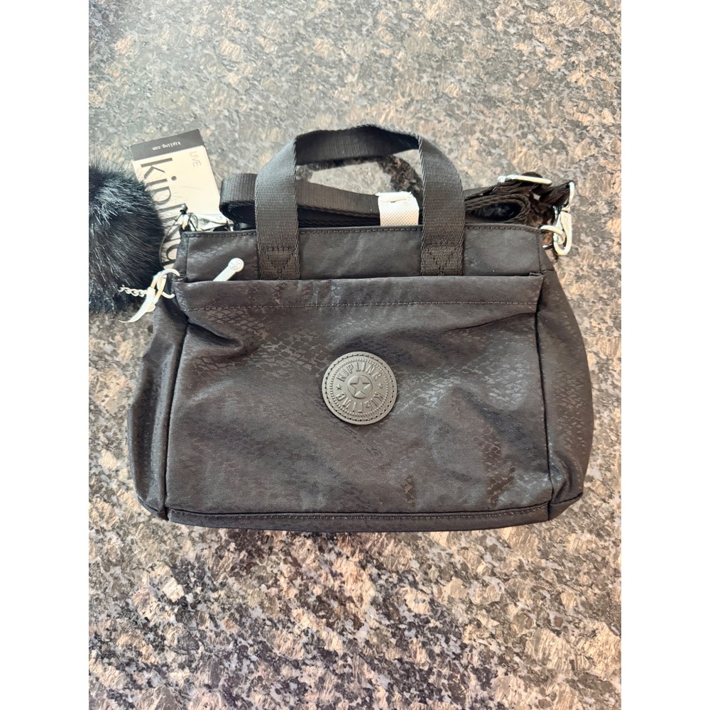 Kipling Kanaan Python Embossed Crossbody Bag Black KI9292 0NP NEW